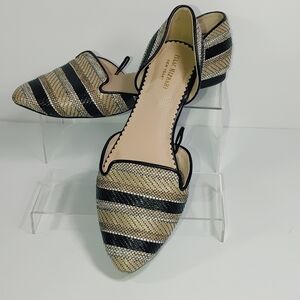 Isaac Mizrahi Black and Tan Striped Flats